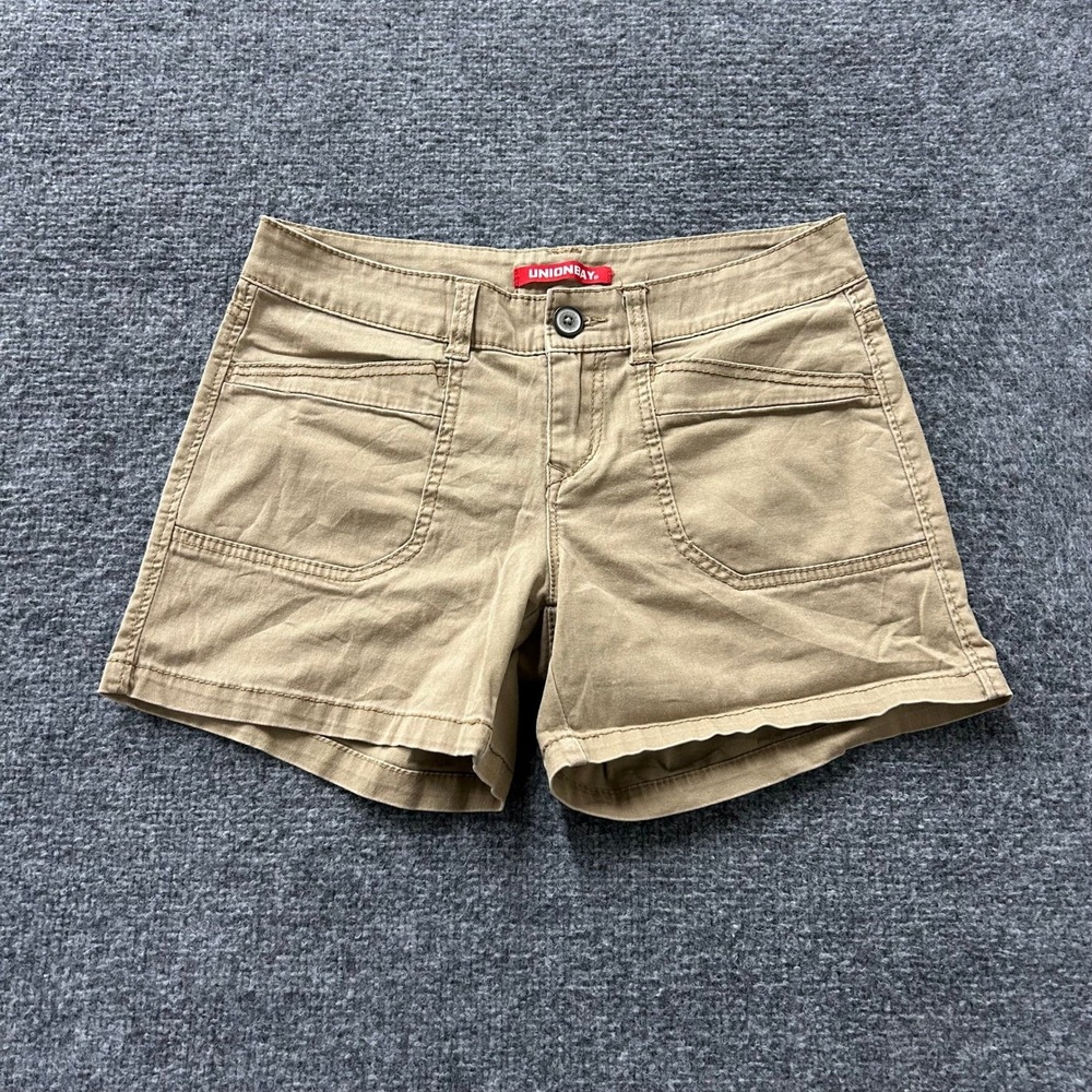 Unionbay Shorts Womens Size 7 Khaki Tan Chino Stretch Casual Utility Pockets